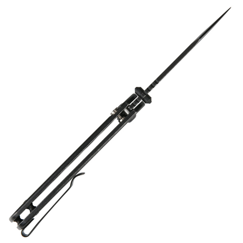 CJRB Bowie Pyrite J1942 AR-RPM9 Steel Blade Stone Wash Steel Handle Folding Knives, Black