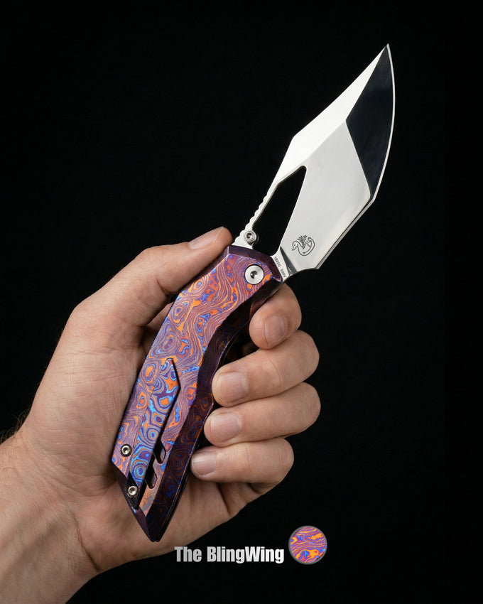 Building the Dark Wing | The BlingWing | Fantatic Full-Dress Version with Polished Titanium Damascus and Hand Polished Blade