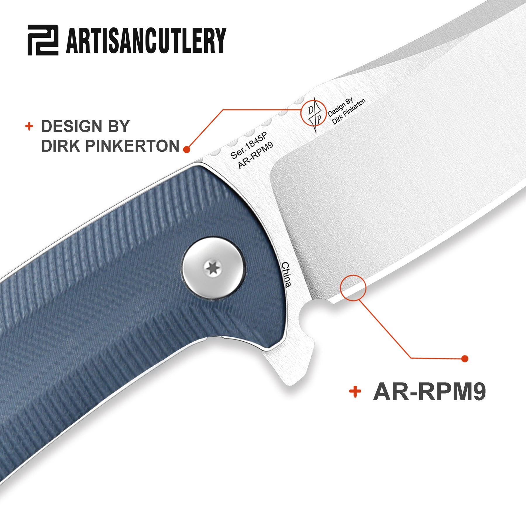 Artisan Cutlery Arroyo ATZ-1845P AR-RPM9 Powder Steel Blade G10 Handle Folding Knives