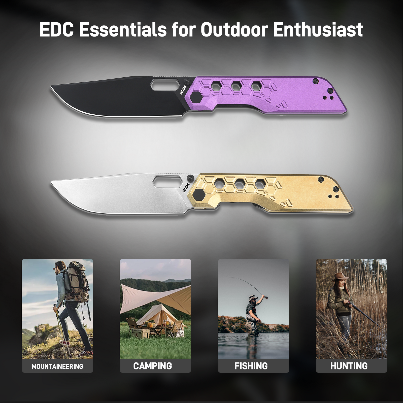 Artisan Cutlery Beest ATZ-1878P AR-RPM9 Blade Brass Handle Folding Knives