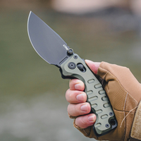 CJRB Doubletap Thumb Stud & Recoil Lock V2 Tatical Knife Green 7075-T6 Aluminum Handle(3.86'' D2 Black PVD Coating Blade) J1970-BAL (Exclusive)