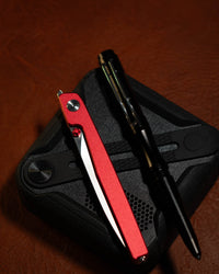 CJRB Lanky Thumb Stud & Liner Lock Knife Red Aluminum Handle (3.58'' Sandvik 14C28N Sand Polish Blade) J1965-RE (Exclusive)
