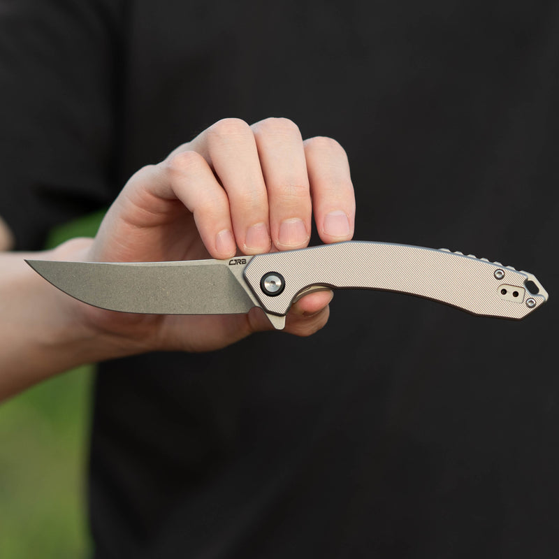 CJRB Gobi Flipper & Frame Lock Titanium Handle (3.5'' CPM S90V Stone Wash Blade) J1906G-TI (Exclusive)