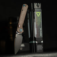 CJRB Latitude Thumb Stud & Top Liner Lock EDC Knife Micarta(Glow In the Dark) Handle(3.47'' AR-RPM9 Steel Black PVD Blade) J1975-GDBN (Exclusive)