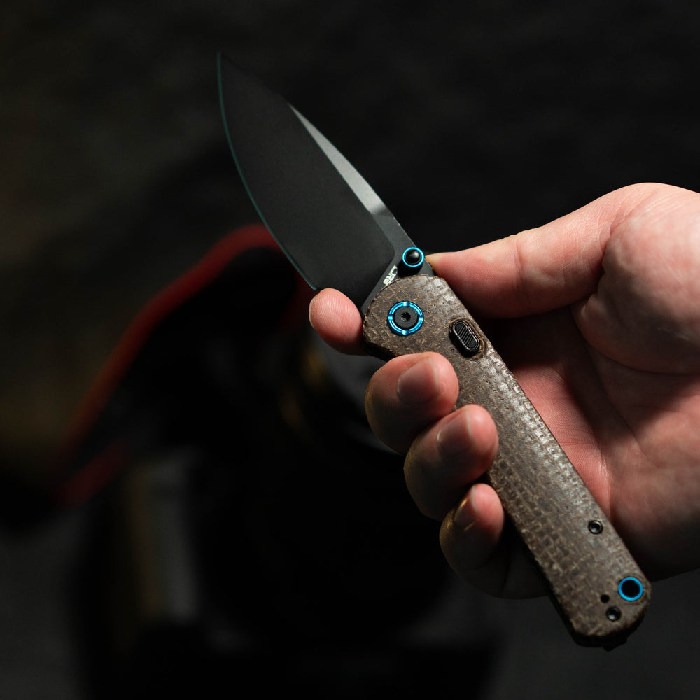 CJRB Latitude Thumb Stud & Top Liner Lock EDC Knife Micarta(Glow In the Dark) Handle(3.47'' AR-RPM9 Steel Black PVD Blade) J1975-GDBN (Exclusive)
