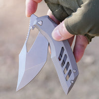 ArtisanCutlery Dark Wing Thumb Hole & Front Flipper Frame Lock EDC Knife Titanium Handle(3.63'' S35VN Stone Wash Blade ) 1887G-GY