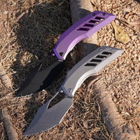 ArtisanCutlery Dark Wing Thumb Hole & Front Flipper Frame Lock EDC Knife Titanium Handle(3.63'' S35VN Black PVD Coating Blade ) 1887G-BPU