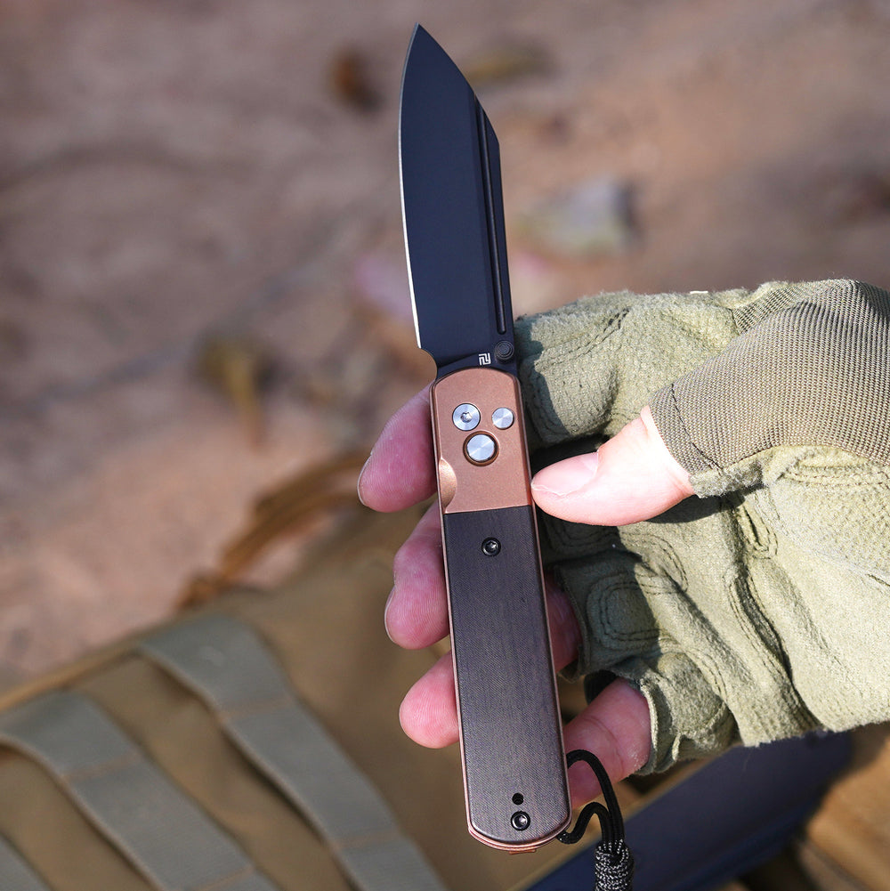 Artisan Cutlery Holm 1875P AR-RPM9 Steel Blade Rose Gold Handle Folding Knives