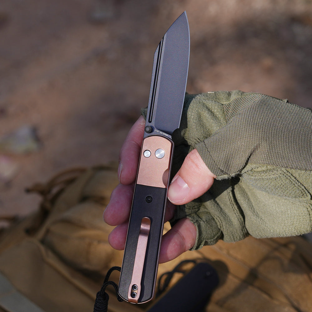 Artisan Cutlery Holm 1875P AR-RPM9 Steel Blade Rose Gold Handle Folding Knives