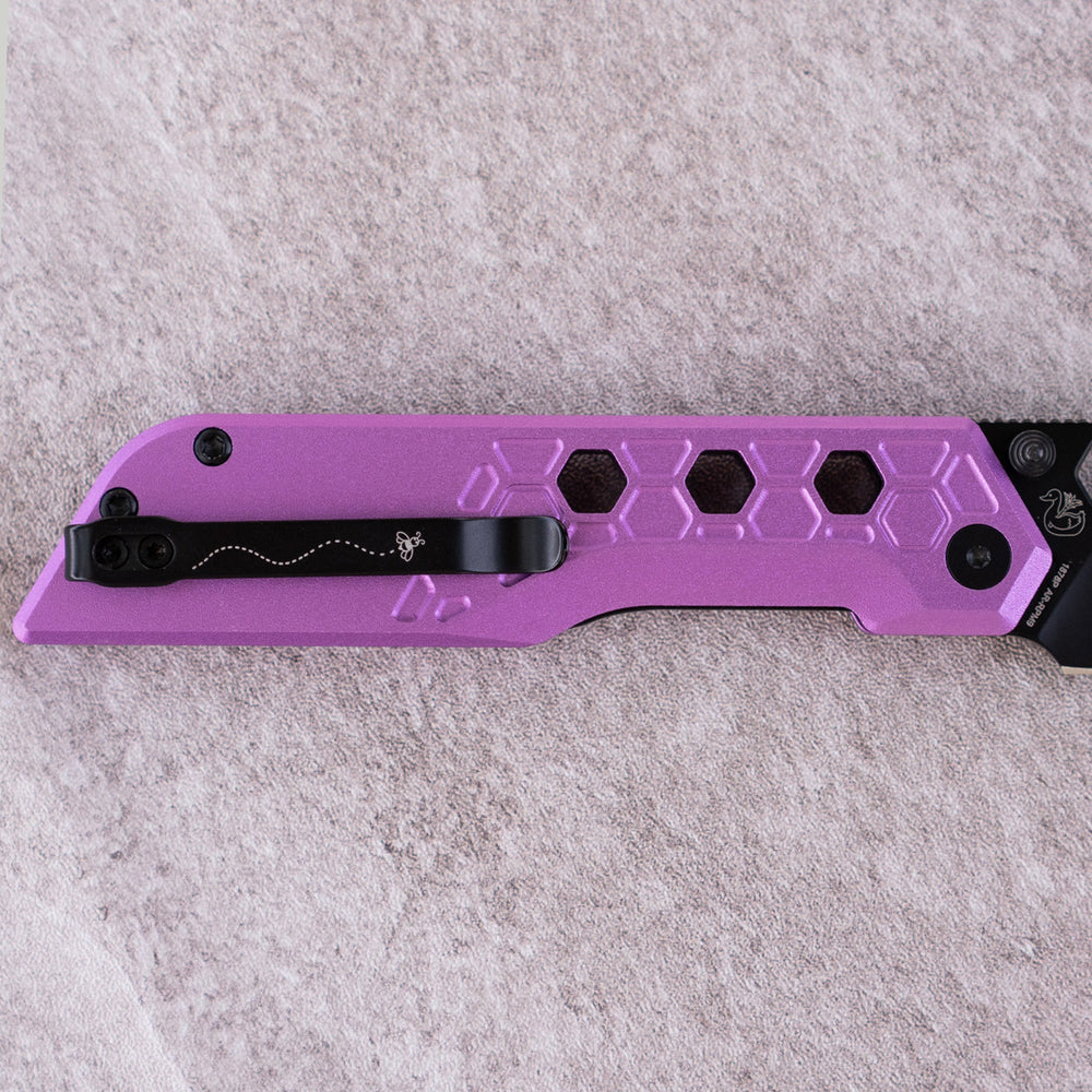 Artisan Cutlery Beest Liner Lock Front Flipper&Thumbs Hole Knife Purple Aluminum Handle (3.65'' Black PVD Coating AR-RPM9 Blade) 1878P-BVT
