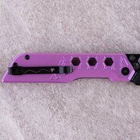 Artisan Cutlery Beest Liner Lock Front Flipper&Thumbs Hole Knife Purple Aluminum Handle (3.65'' Black PVD Coating AR-RPM9 Blade) 1878P-BVT
