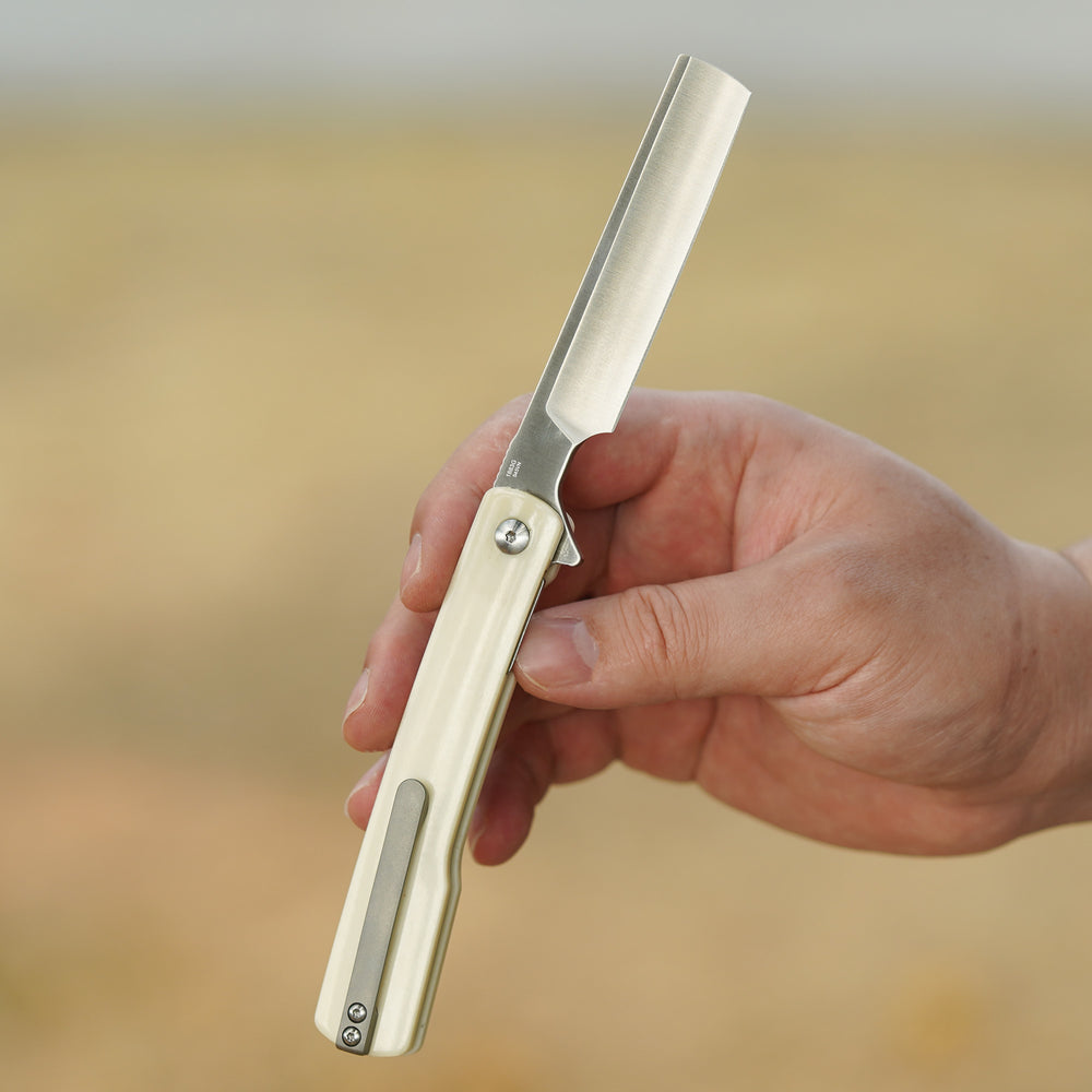 ArtisanCutlery Orthodox V2 Flipper & Liner Lock Knife Bovine Bone Handle (3.54'' Sand Polish CPM S45VN Blade) 1883G-BB