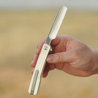 ArtisanCutlery Orthodox V2 Flipper & Liner Lock Knife Bovine Bone Handle (3.54'' Sand Polish CPM S45VN Blade) 1883G-BB