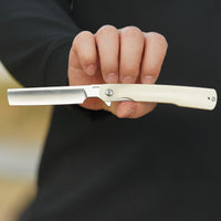 ArtisanCutlery Orthodox V2 Flipper & Liner Lock Knife Bovine Bone Handle (3.54'' Sand Polish CPM S45VN Blade) 1883G-BB