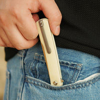 ArtisanCutlery Orthodox V2 Flipper & Liner Lock Knife Bovine Bone Handle (3.54'' Sand Polish CPM S45VN Blade) 1883G-BB