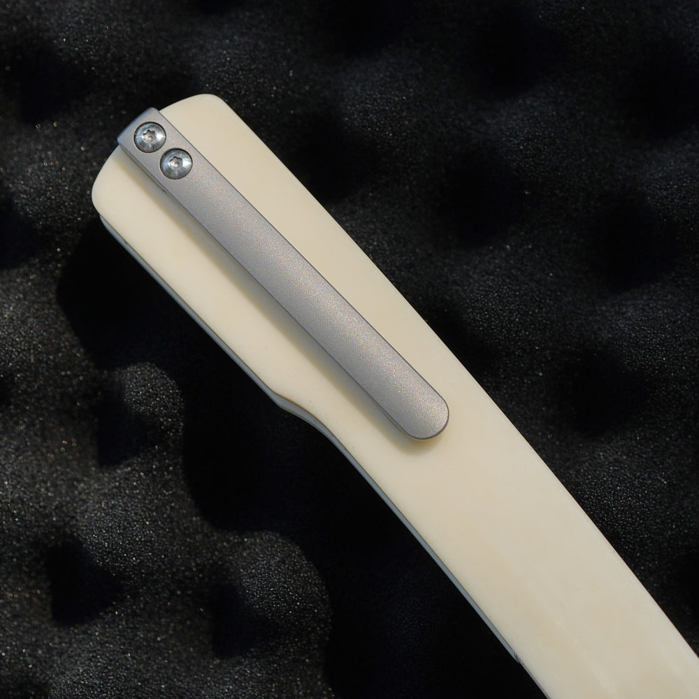 ArtisanCutlery Orthodox V2 Flipper & Liner Lock Knife Bovine Bone Handle (3.54'' Sand Polish CPM S45VN Blade) 1883G-BB