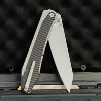 ArtisanCutlery Trust Thumb Stud & Frame Lock Knife Titanium and Aluminum Handle (3.758'' Stone Wash S35VN Blade) 1886G-GY