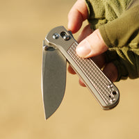 CJRB Bolt Thumbs Stud Recoil Lock Knife Titanium Handle (3.25'' Stone Wash S90V Blade) J1960G-GY