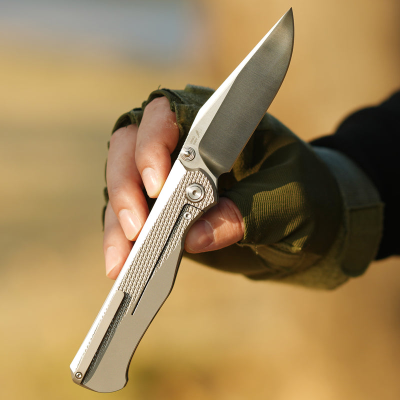 ArtisanCutlery Crusoe ATZ-1869G S90V Blade Titanium Handle Folding Knives