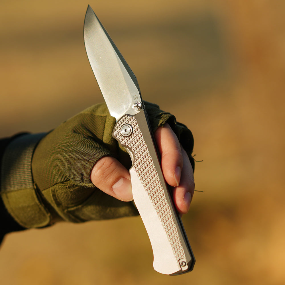 ArtisanCutlery Crusoe ATZ-1869G S90V Blade Titanium Handle Folding Knives