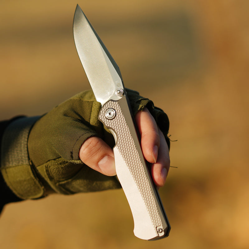 ArtisanCutlery Crusoe ATZ-1869G S90V Blade Titanium Handle Folding Knives