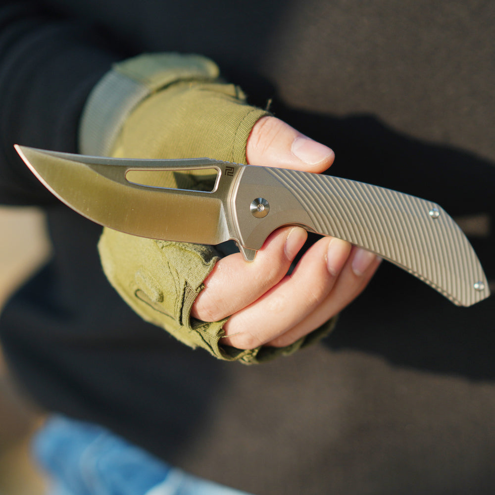 ArtisanCutlery Banjaara 1868G S90V Blade Titanium Handle Folding Knives