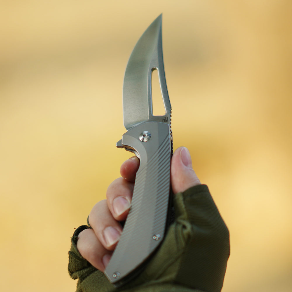 ArtisanCutlery Banjaara 1868G S90V Blade Titanium Handle Folding Knives