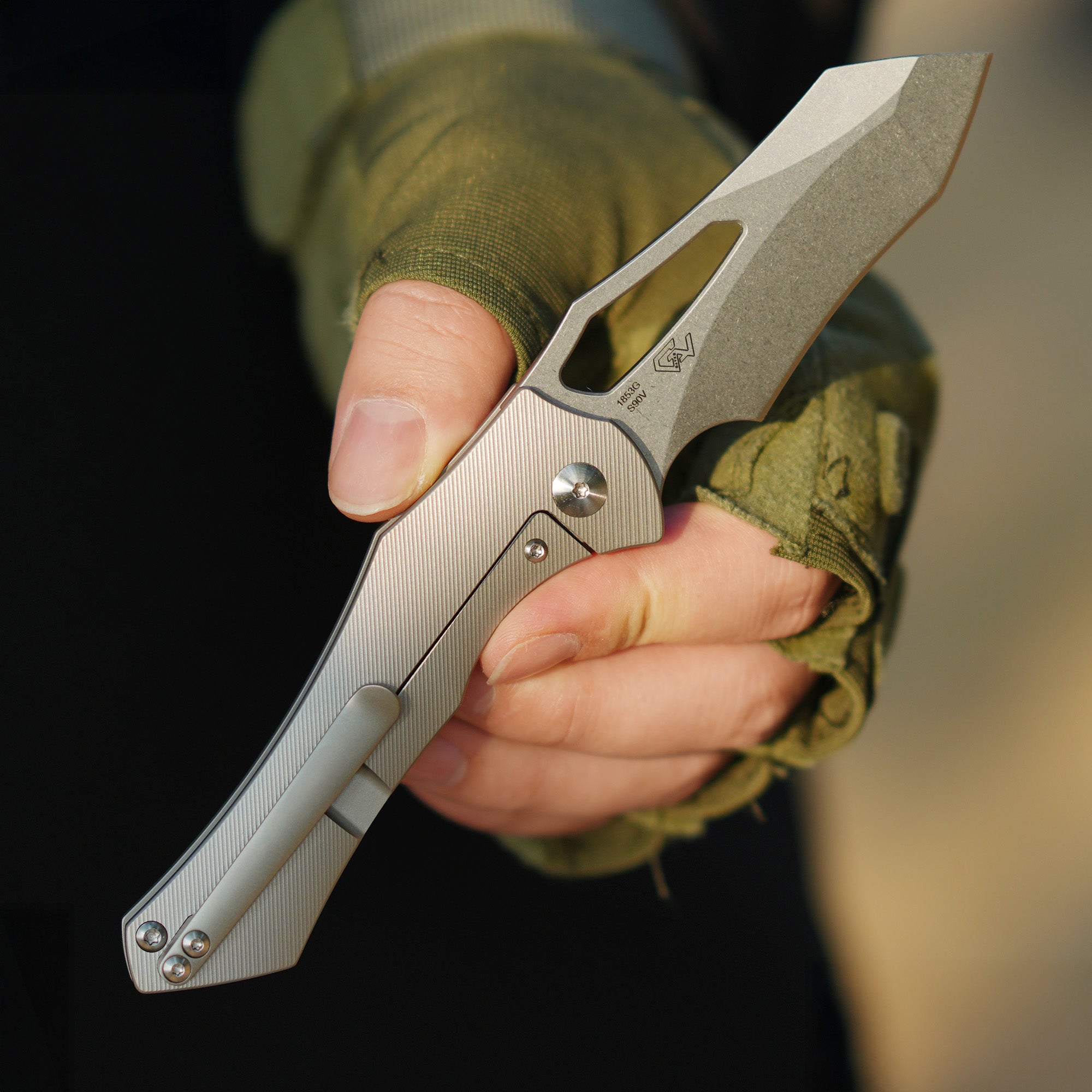 ArtisanCutlery Baskin 1853G S90V Blade Titanium Handle Fo