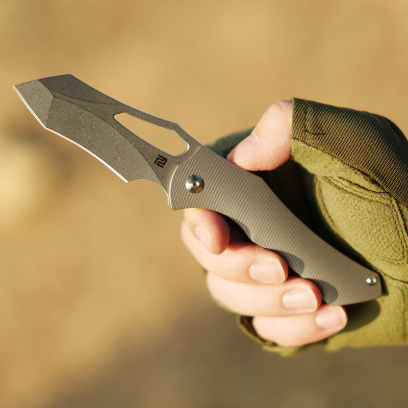 ArtisanCutlery Baskin 1853G S90V Blade Titanium Handle Folding Knives