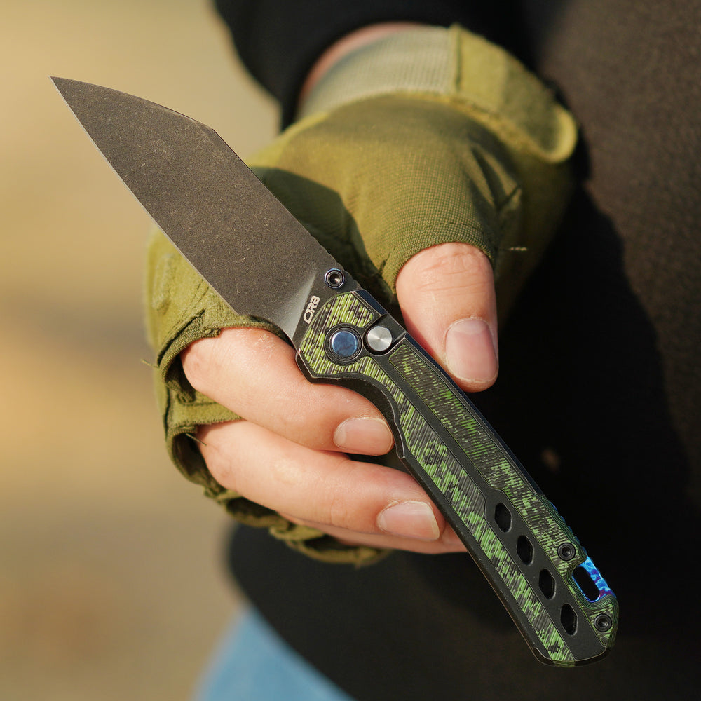 CJRB Interstellar Pyrite-Light J1945G S90V Blade Titanium and Fat Carbon Inlay Handle Folding Knives(Limited edition)