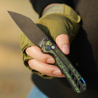 CJRB Interstellar Pyrite-Light J1945G S90V Blade Titanium and Fat Carbon Inlay Handle Folding Knives(Limited edition)