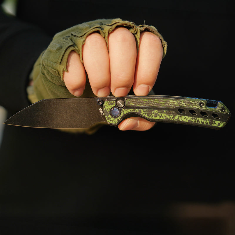 CJRB Interstellar Pyrite-Light J1945G S90V Blade Titanium and Fat Carbon Inlay Handle Folding Knives(Limited edition)