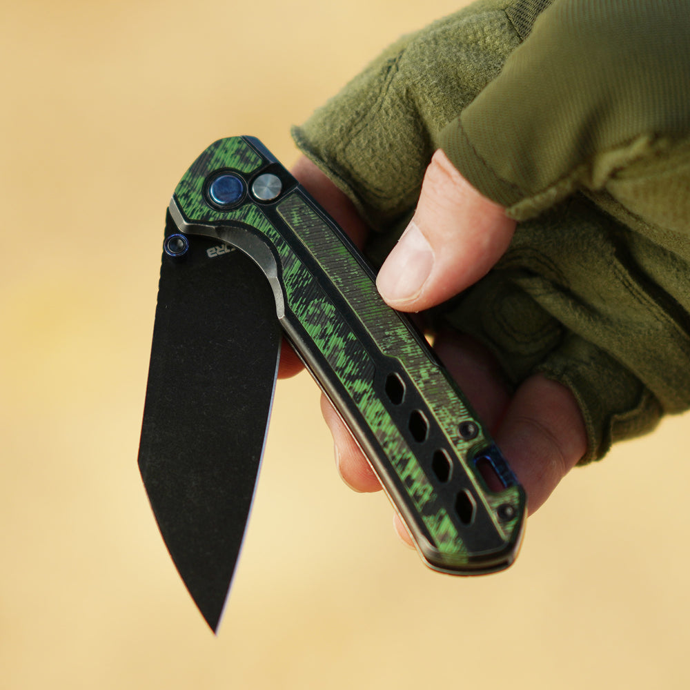 CJRB Interstellar Pyrite-Light J1945G S90V Blade Titanium and Fat Carbon Inlay Handle Folding Knives(Limited edition)