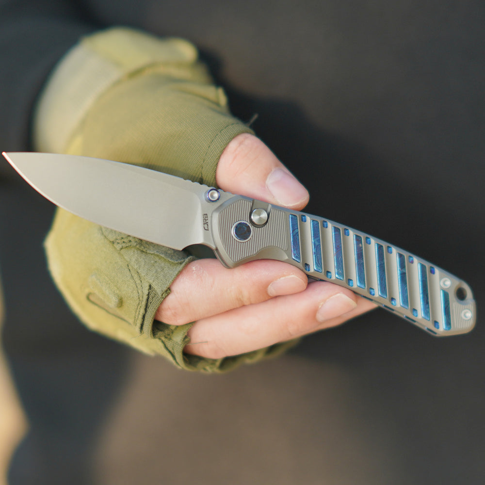 CJRB Galactic Pyrite J1925G S90V Blade Titanium and Titanium Damascus Inlay Handle Folding Knives(Limited edition)