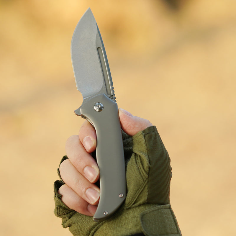 ArtisanCutlery Trux ATZ-1861G S35VN Blade Titanium Handle Folding Knives