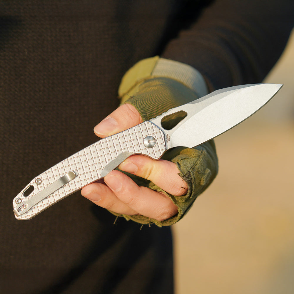 CJRB Frack J1931 AR-RPM9 Steel Blade Steel(Frag pattern) Handle Folding Knives