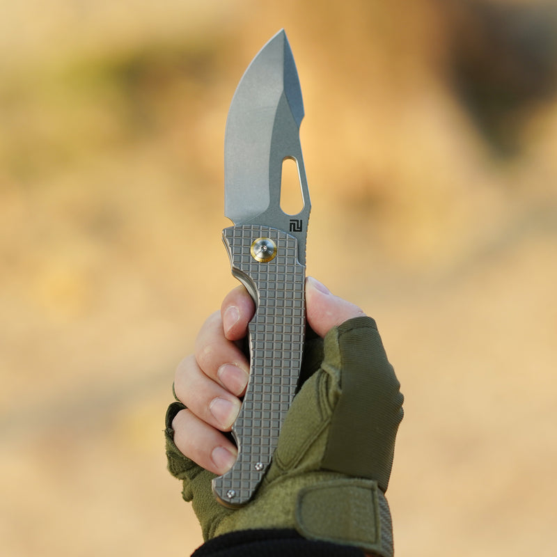 Artisan Cutlery Xcellerator ATZ-1860G CPM S90V Blade Titanium Handle Folding Knives