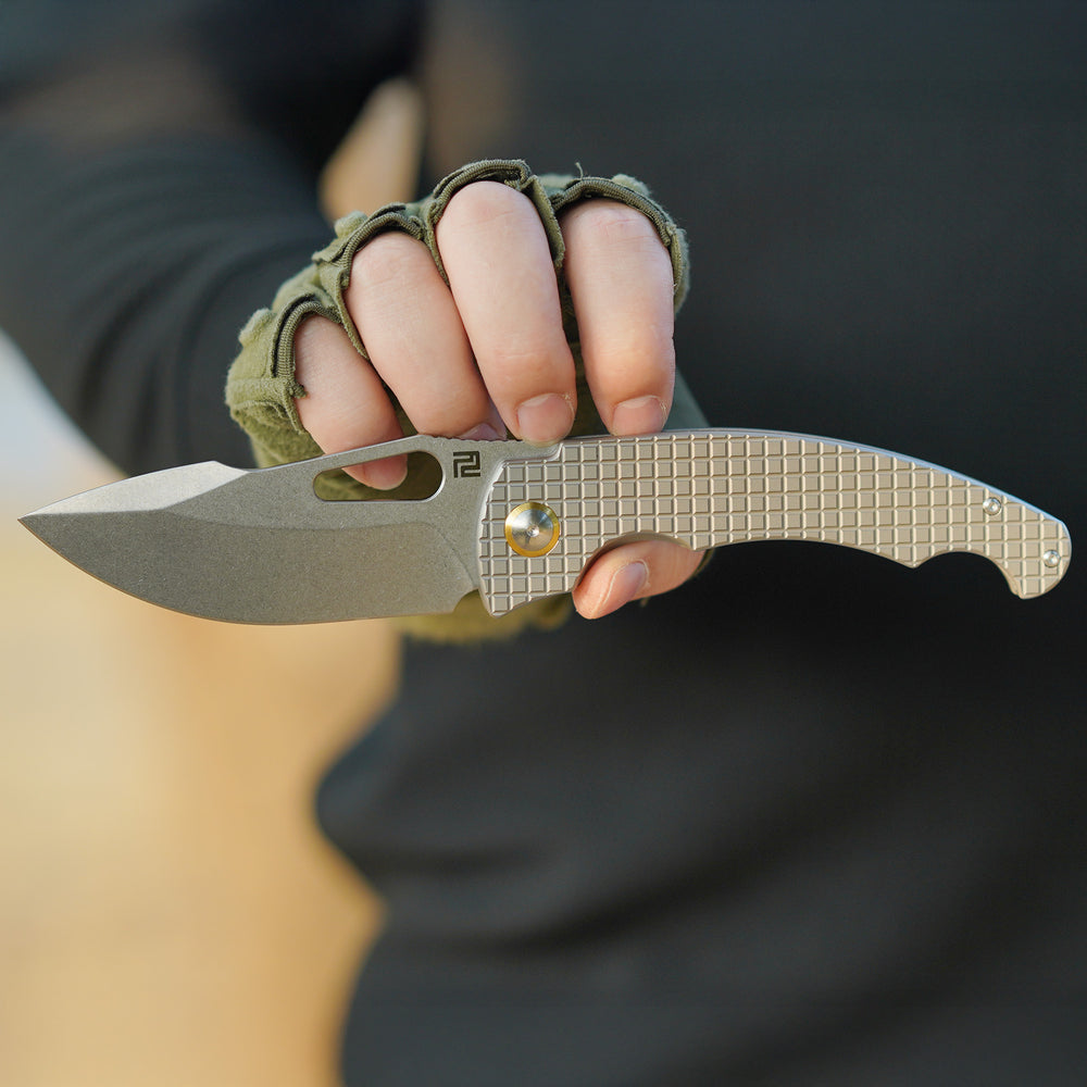 Artisan Cutlery Xcellerator ATZ-1860G CPM S90V Blade Titanium Handle Folding Knives