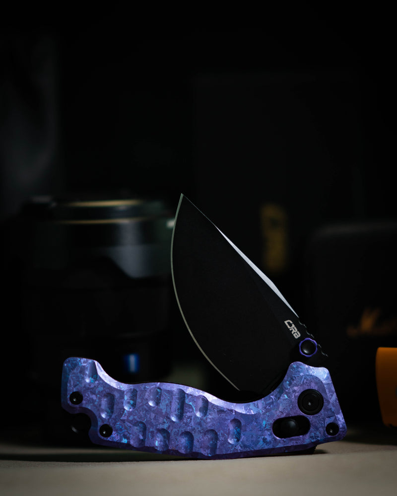 CJRB Doubletap Thumb Stud & Recoil Lock V2 Tatical Knife Crystal Titanium Handle(3.86'' CPM S35VN Steel Black PVD Coating Blade) J1970-CPU