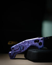 CJRB Doubletap Thumb Stud & Recoil Lock V2 Tatical Knife Crystal Titanium Handle(3.86'' CPM S35VN Steel Black PVD Coating Blade) J1970-CPU