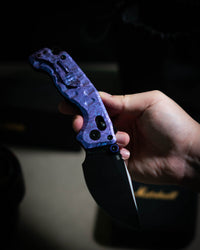 CJRB Doubletap Thumb Stud & Recoil Lock V2 Tatical Knife Crystal Titanium Handle(3.86'' CPM S35VN Steel Black PVD Coating Blade) J1970-CPU