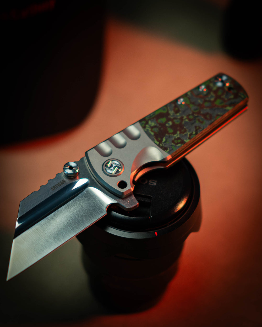 ARTISAN CUTLERY PROPONENT 1820G-JW S90V Blade Titanium and Fat Carbon Inlay Handle Folding Knife(Limited edition)