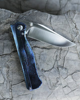 ArtisanCutlery Crusoe ATZ-1869G S90V Blade Titanium Damascus Handle Folding Knives