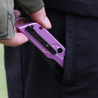 Artisan Cutlery Beest Liner Lock Front Flipper&Thumbs Hole Knife Purple Aluminum Handle (3.65'' Black PVD Coating AR-RPM9 Blade) 1878P-BVT