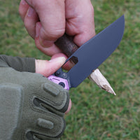 Artisan Cutlery Beest Liner Lock Front Flipper&Thumbs Hole Knife Purple Aluminum Handle (3.65'' Black PVD Coating AR-RPM9 Blade) 1878P-BVT