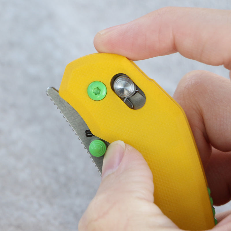 CJRB Nanner Front Flipper Crossbar lock Knife Yellow G10 Handle (3.23'' Sand Polish AR-RPM9 Blade) J1955-YE
