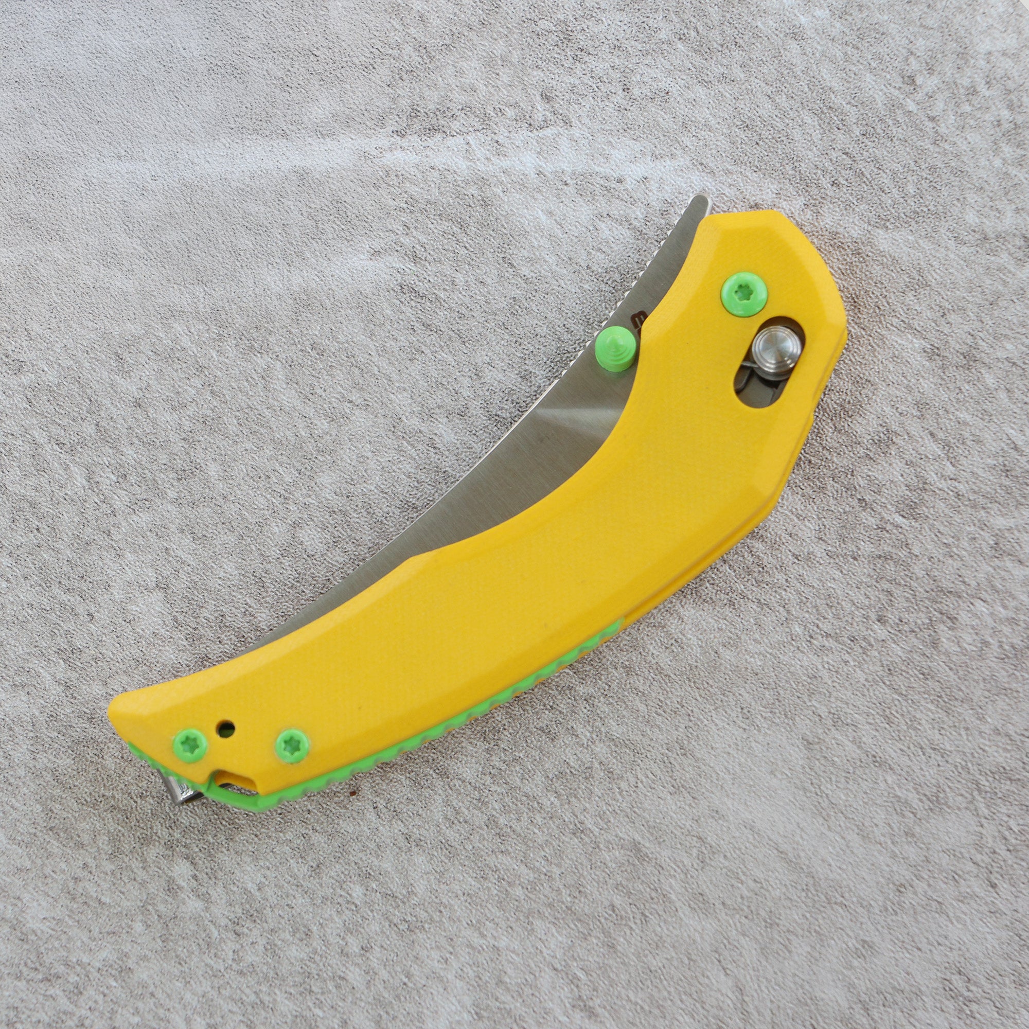 CJRB Nanner Front Flipper Crossbar lock Knife Yellow G10