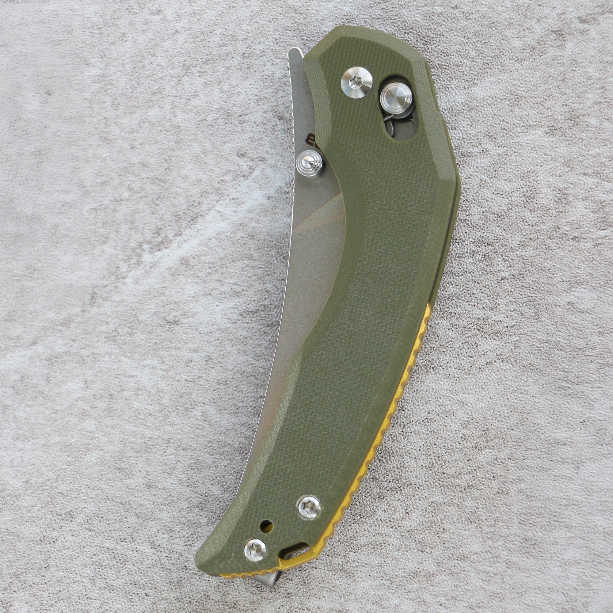 CJRB Nanner Front Flipper Crossbar lock Knife Green G10 H