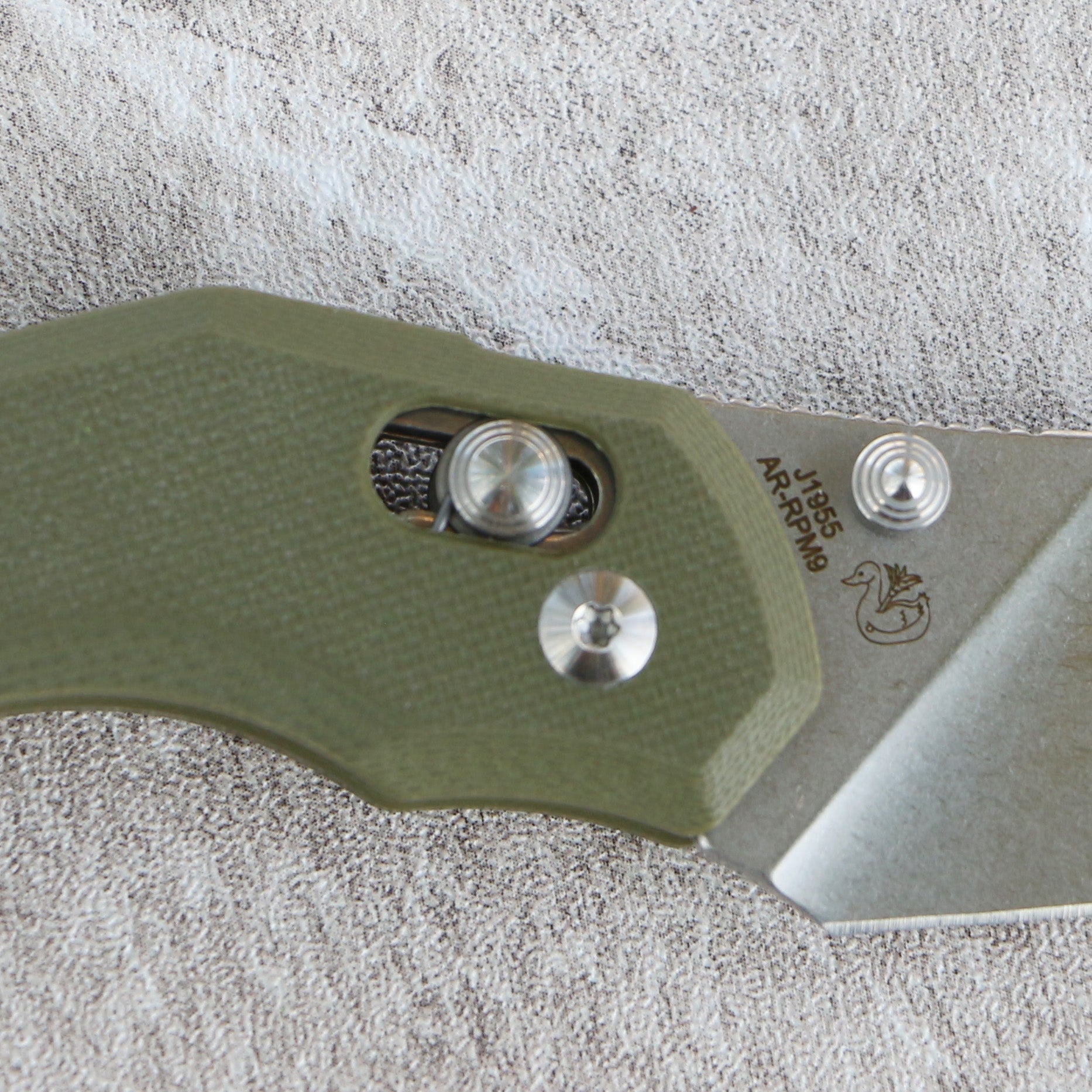 CJRB Nanner Front Flipper Crossbar lock Knife Green G10 H