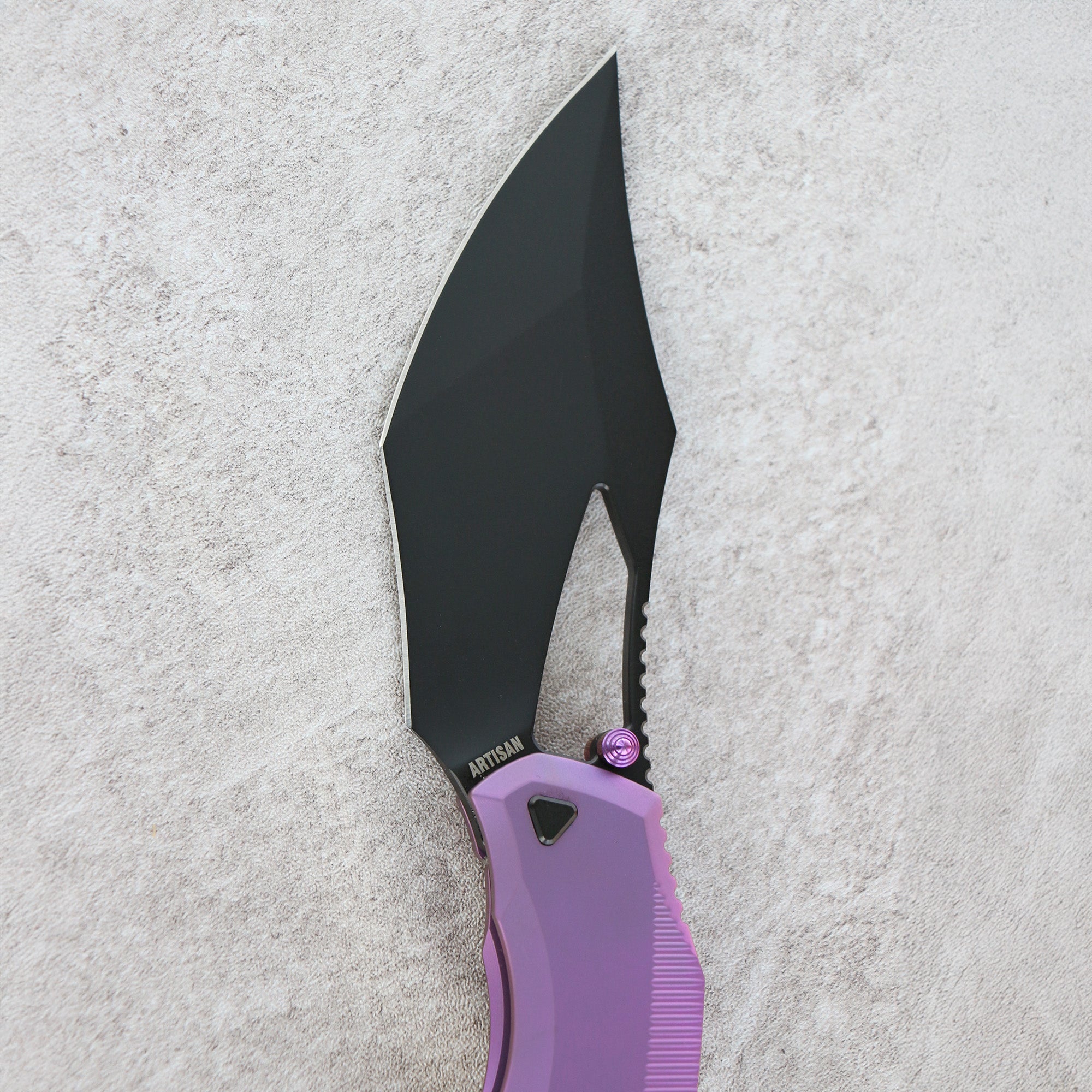 ArtisanCutlery Dark Wing Thumb Hole & Front Flipper Frame Lock EDC Knife Titanium Handle(3.63'' S35VN Black PVD Coating Blade ) 1887G-BPU